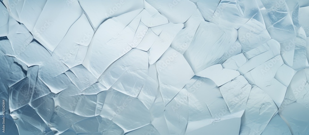 Poster the close-up shot captures a glass window covered in a thin layer of ice, creating a frosty texture.
