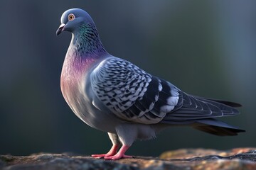 Pigeon in the black background.
