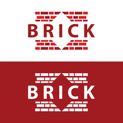 Abstract design simple red brick logo vector building material template illustration