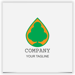 Natural tree and water drop logo template