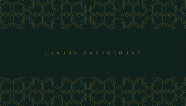 Luxury background design, with paper texture and gold simple line pattern. on green background.