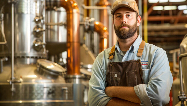 A skilled distiller in a modern facility, surrounded by state-of-the-art equipment for crafting high-quality spirits 🥃🔬