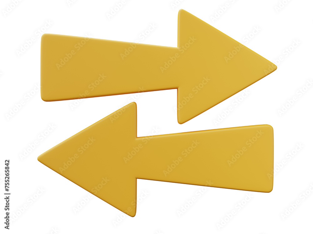 Poster yellow arrow pointing isolated on transparent background. 3d render.