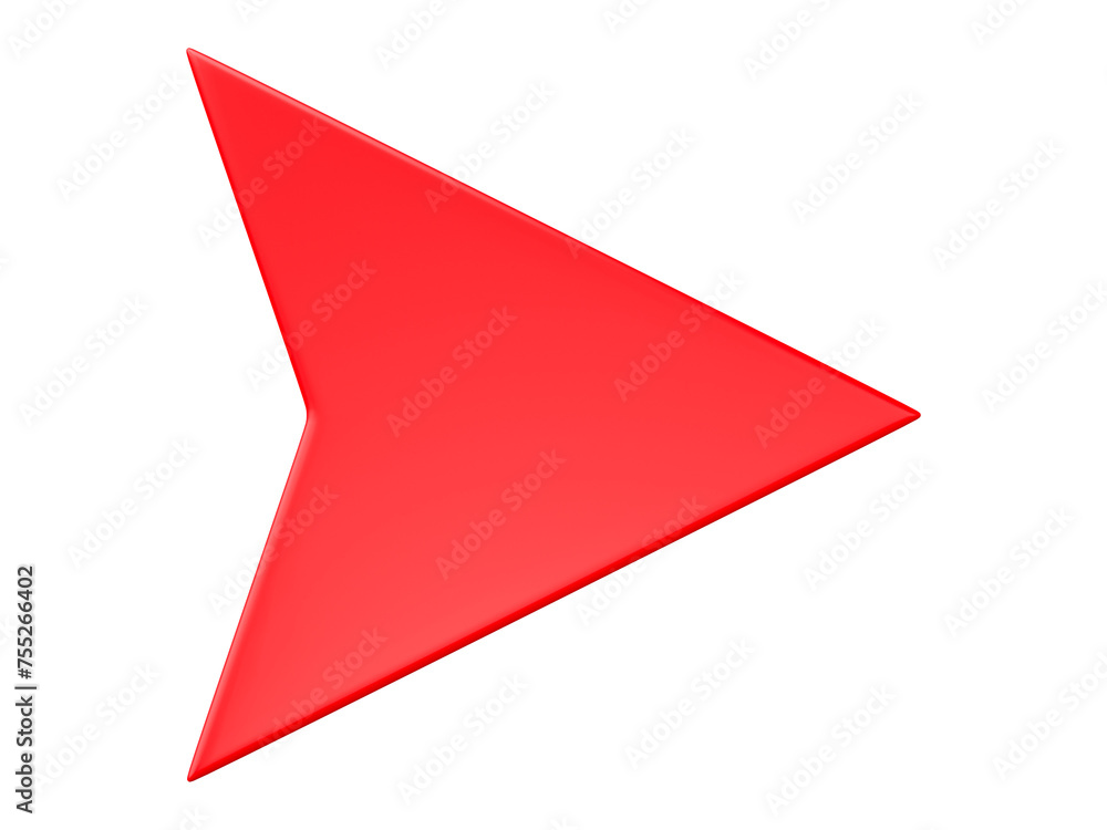 Poster red arrow isolated on transparent background. 3d render.