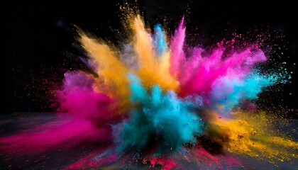 Color explosion with smoke and dust