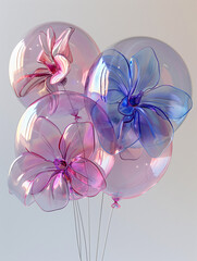 3d inflatable wind translucent fresh flower bouquet floral illustration
