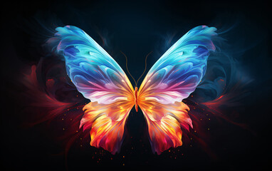 Butterfly shape fantasy background, fairy tale pattern magic fantasy scene illustration