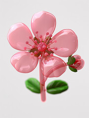 Fototapeta premium 3d inflatable wind translucent fresh flower bouquet floral illustration 