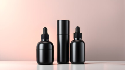 Luxurious Black 3D Serum Bottle Presentation for High End Skincare Products in Salons and Spas