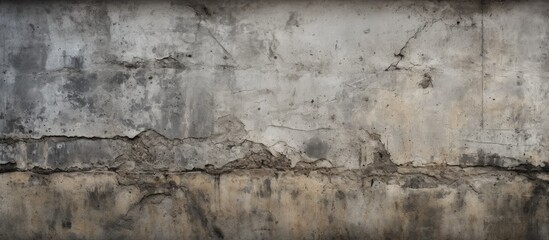 The image showcases an old concrete wall with a weathered appearance. The black and white tones add...