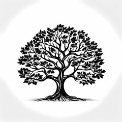 illustration of oak tree, suitable for vintage logo element - obrazy, fototapety, plakaty
