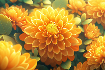 Autumn chrysanthemum illustration, traditional autumnal equinox plant, Double Ninth Festival concept illustration - obrazy, fototapety, plakaty