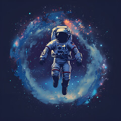 astronaut and space, An astronaut in space with planets in the background