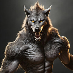 Fototapeta premium 3d Illustration of a werewolf on dark background with clipping path. 