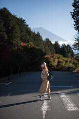 Tanuki Lake escape, Asian woman explores Tokyo in casual dress, enjoying a holiday filled with...
