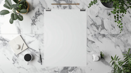 Blank white frame mockup with minimalist background