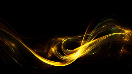 Digital technology yellow glowing glass swirl geometry horizontal poster web page PPT background