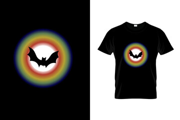 T Shirt design concept of Bat in the night with moon isolated on black background - vector illustration