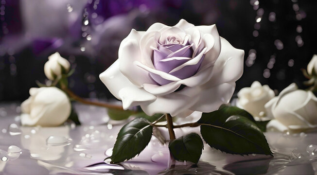 purple and white roses with dew drops lying on the flowers roses abstract rose background 