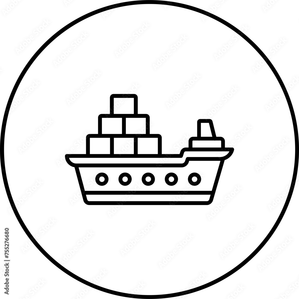 Sticker Cargo Ship Icon