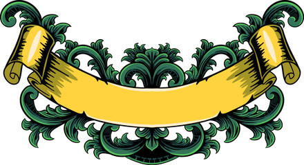 Retro Ribbon With Floral Ornamen