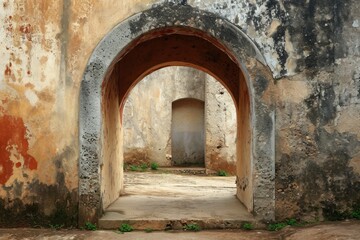Fototapeta na wymiar architectural photograph of a semicircular arch in a village .