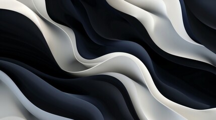 Black and white waves of various shades of black, gray, navy blue, ivory and white, abstract and elegant background.