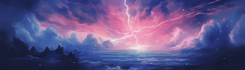 Rage of the storm god fury in electric blue - obrazy, fototapety, plakaty