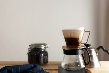 drip coffee, coffee making equipment, black coffee in the morning