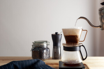 drip coffee, coffee making equipment, black coffee in the morning