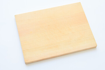 wooden cutting board isolated on white background, plank wood in the kitchen