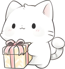 gift giving cat, gift box, cat, gift