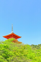 綺麗な旅行風景　清水寺, 京都,五重塔