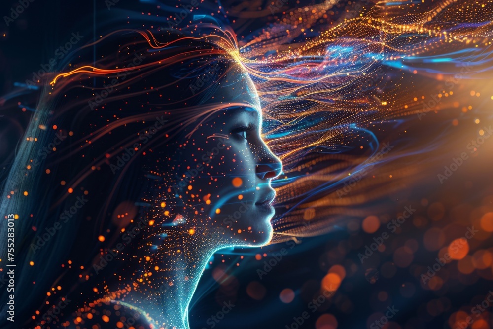 Poster energetic light trails emitting from a box - abstract image showcasing a box with colorful and dynam