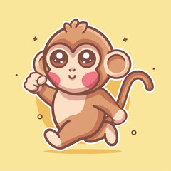 smiling monkey animal character mascot running isolated cartoon