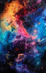 galaxy brightly colored smoke unstirred paint reality infused dreams matter mystic unity page mad - obrazy, fototapety, plakaty