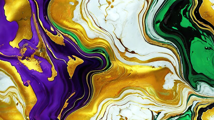 abstract marble texture ripple pattern gold, purple, white and green color background