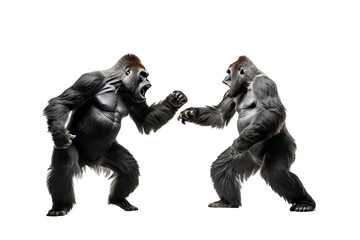 Majestic gorillas assert dominance with powerful postures. realistic portrait isolated on PNG - obrazy, fototapety, plakaty