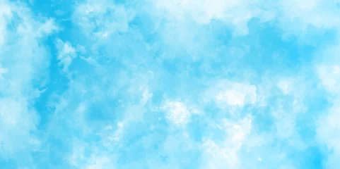 Poster Panorama of blue sky with white clouds. Sky clouds landscape light background. White cumulus clouds formation in blue sky. Brush-painted blurred and grainy paint aquarelle. © художник