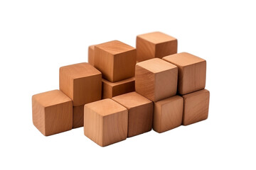 Arranged wooden blocks for mathematical concepts. realistic portrait isolated on PNG