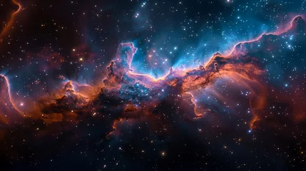 Foto op Aluminium closeup large star cluster sky cave scene smoke effects gorgeous nebula born attribution archival overlay flames imagery wall giant squids battling flash © Cary