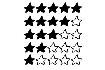 手書きの星の口コミやレビュー用のイラスト素材