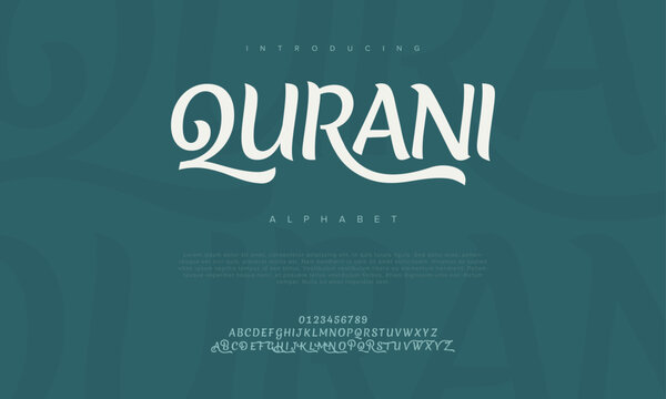 Qurani premium luxury arabic alphabet letters and numbers. Elegant islamic  typography ramadan wedding serif font decorative vintage. Creative vector illustration