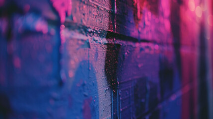 A section of a wall is shown after being painted with photoluminescent pigment but with a twist the pigment is only visible when the room is completely dark. A hidden design