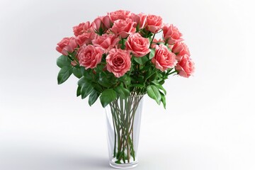 Bouquet of roses in vase.