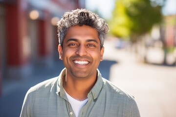 Indian man smiling happy face on a street