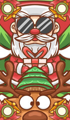 Original hand drawn cartoon Christmas illustration poster material
