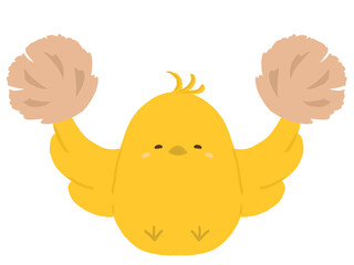 ポンポンを持つヒヨコのイラスト