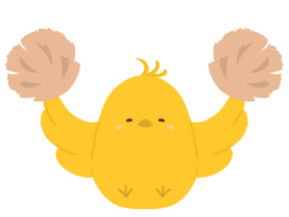 ポンポンを持つヒヨコのイラスト