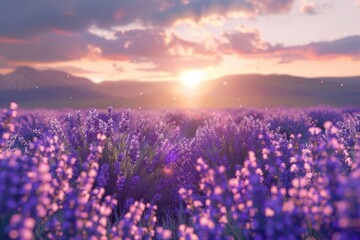 Lavender field at sunset